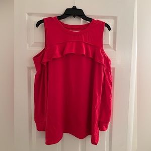 Sweatshirt Open Sleeve Top Size XL Hot Pink